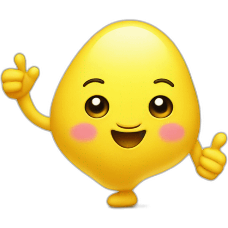 a yellow cute blob with big eyes is smiling with both hands thumbs up emoji