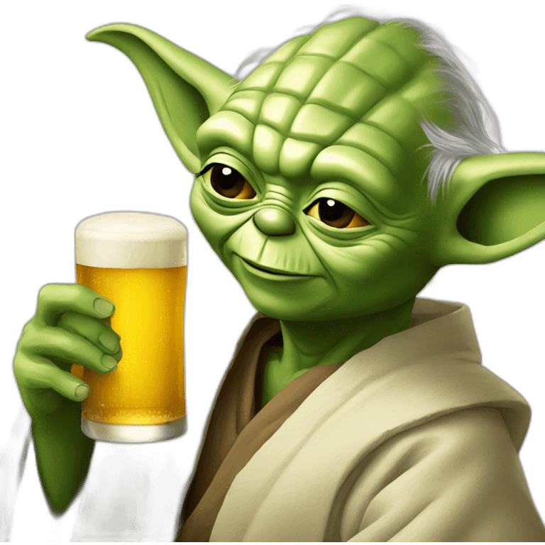 Yoda tomando cerveza emoji