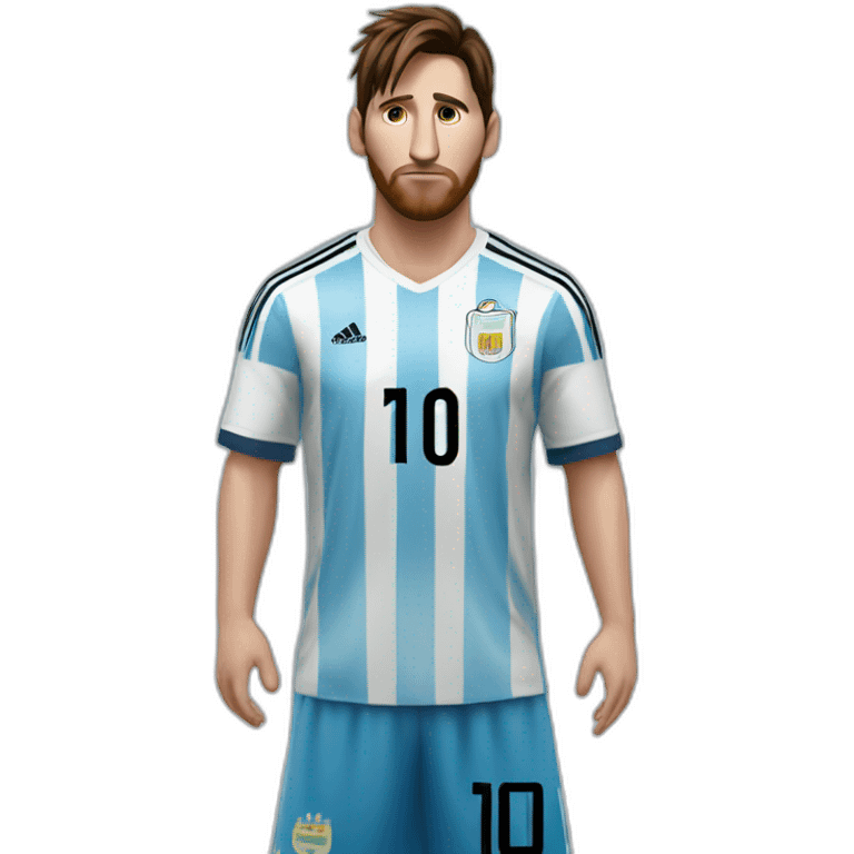 Messi With a look of sadness and loneliness in the clothes of the Argentine national team emoji