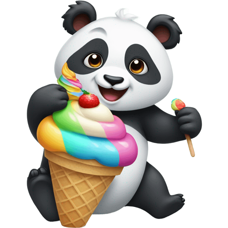 Panda eating ice cream emoji