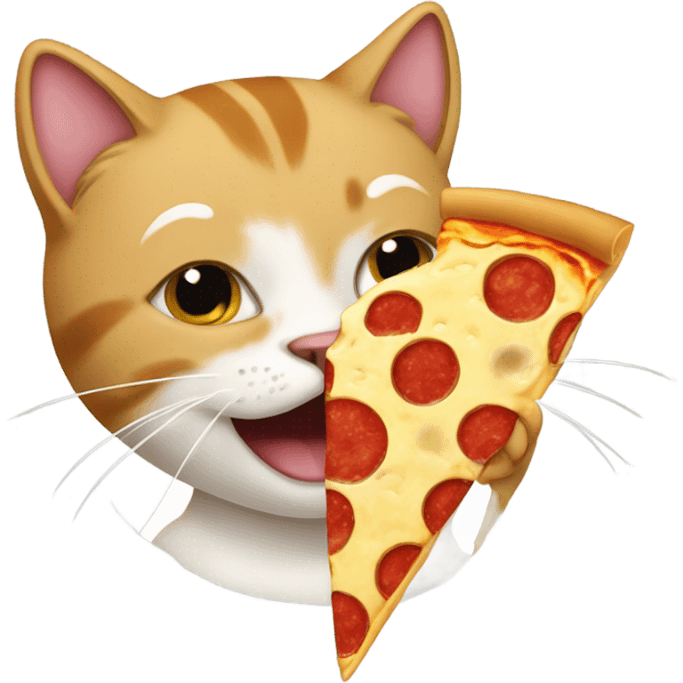 Cat eating cheese pizza emoji