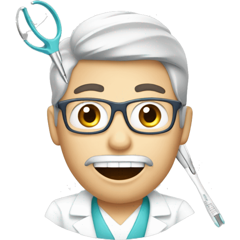 Dentist with dentist instruments emoji