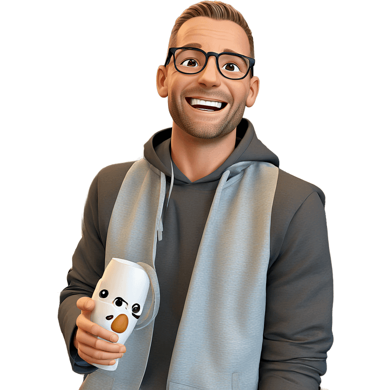 smiling boy with cup indoors emoji