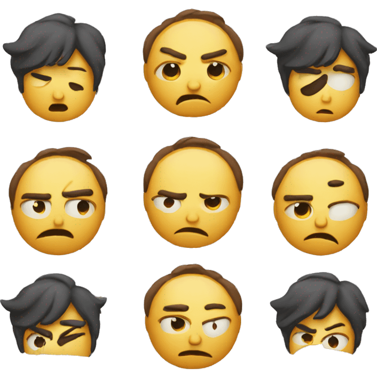 Mad, confused, sad, and sleepy emoji