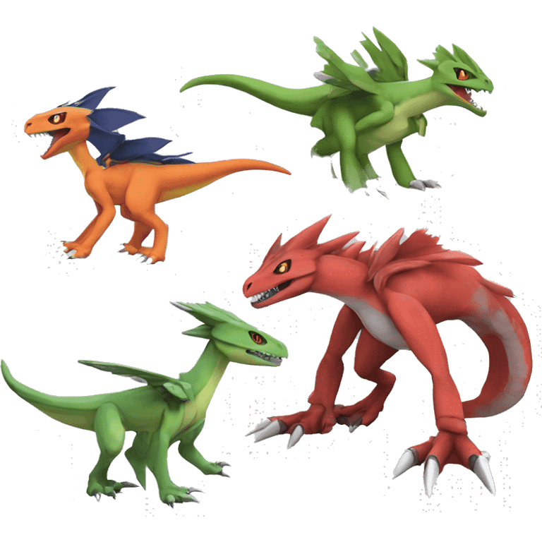  Cool Edgy Digimon-Fakemon-Guilmon-Grovyle-Flygon-Velociraptor-Dragon full body emoji