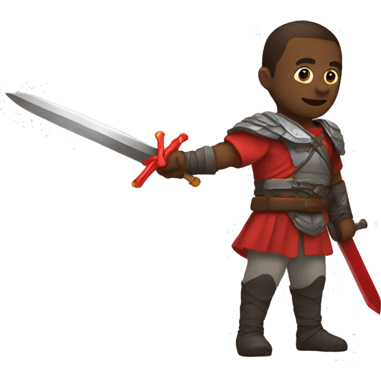 a  fighter holding a red sword emoji