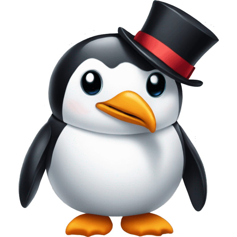 penguin with tophat and bowtie emoji