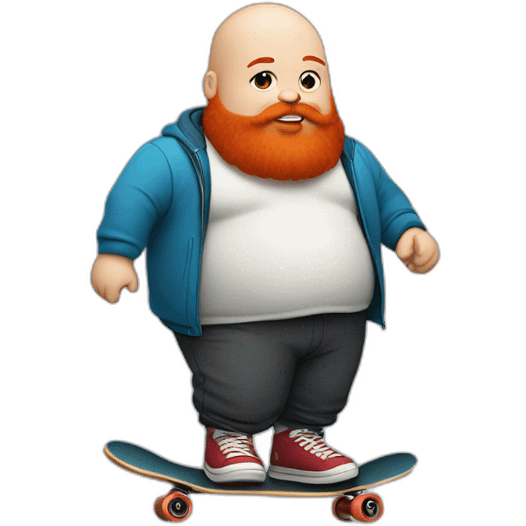 fat white bald skater with red beard on a skateboard emoji