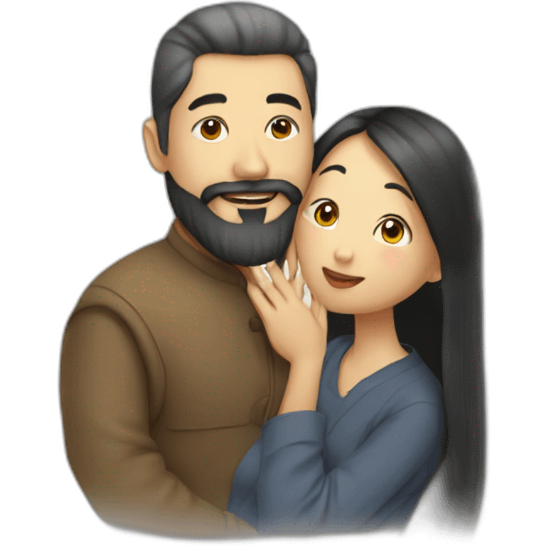 man-with-beard-kisses-asian-woman emoji