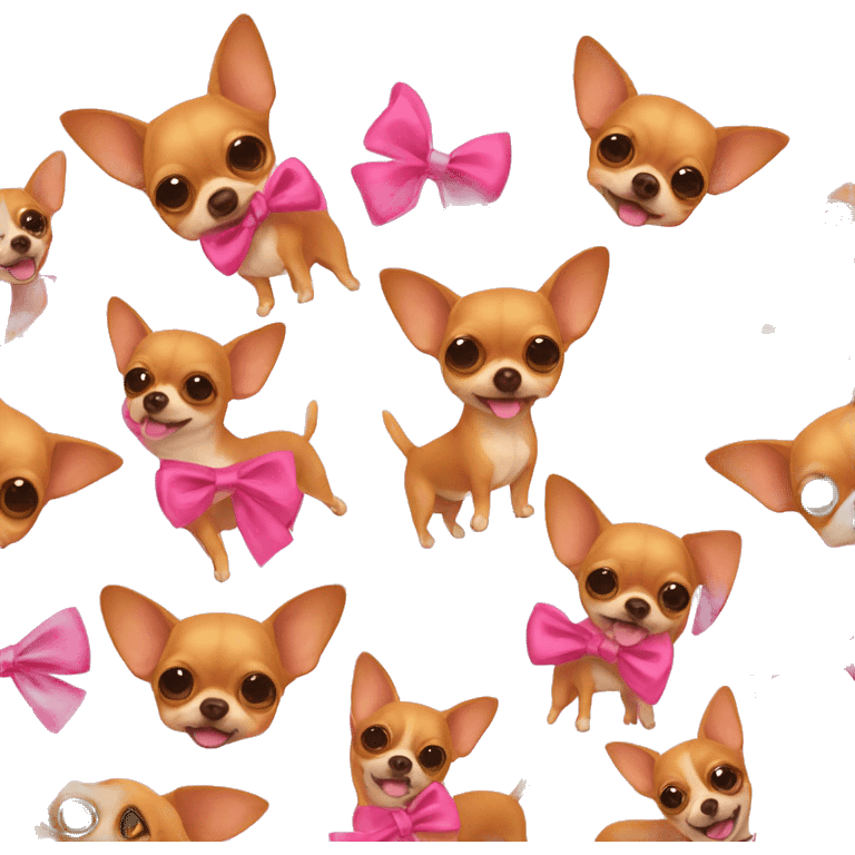 Orange brown chihuahua with a pink bow emoji