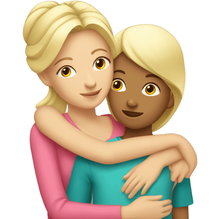 Blonde Mother huggings with a girl emoji