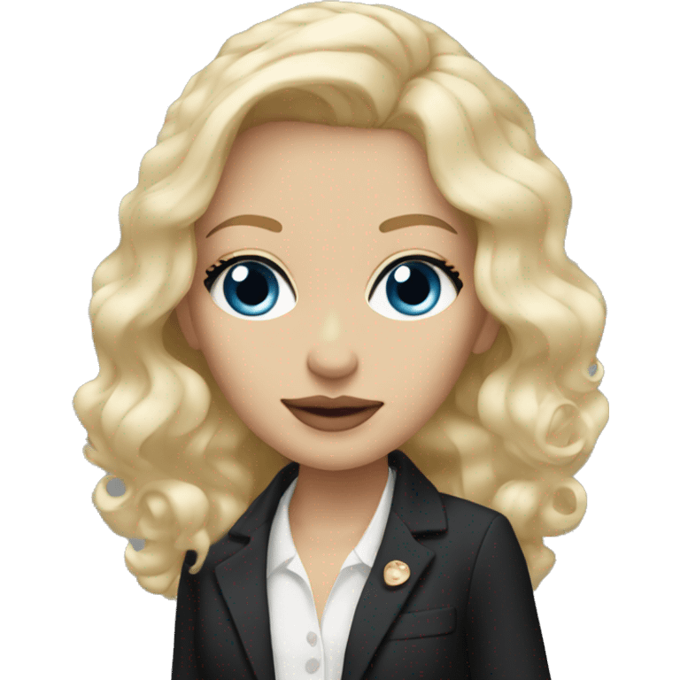 blonde girl blue eyes with chanel blazer emoji