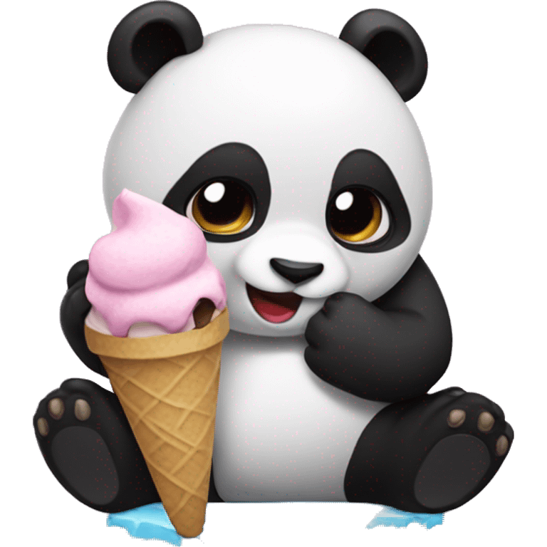 Panda eating ice cream emoji