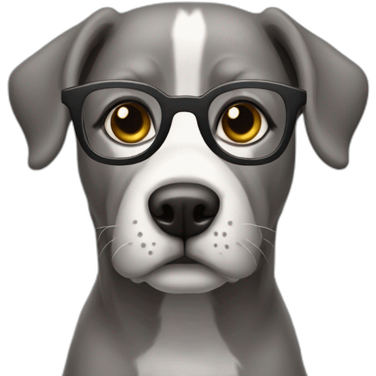 Dog Gray Beegel, Gray Eyes with Glasses emoji