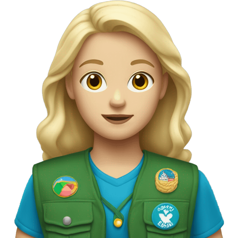 blonde Girl Scout with a blue vest emoji