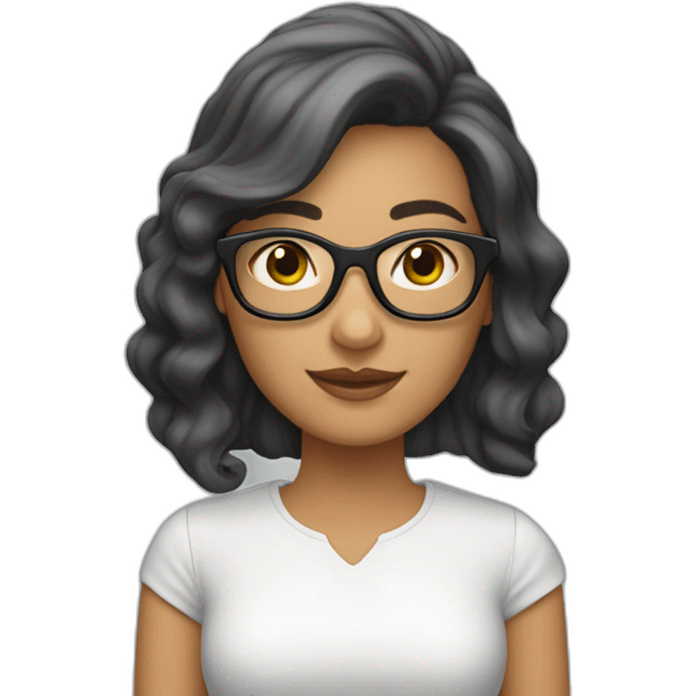 Una mujer de 36 años, piel morena clara, lentes blancos, cabello negro  emoji