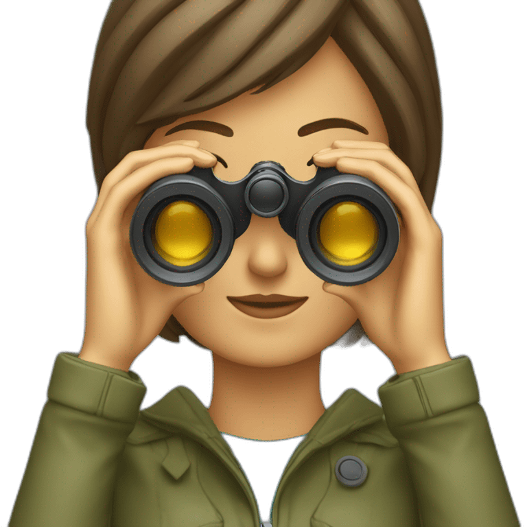 Woman looking through binoculars emoji