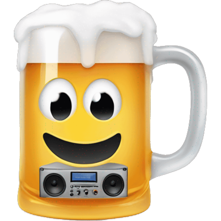 Beer mug with sound system and stage emoji