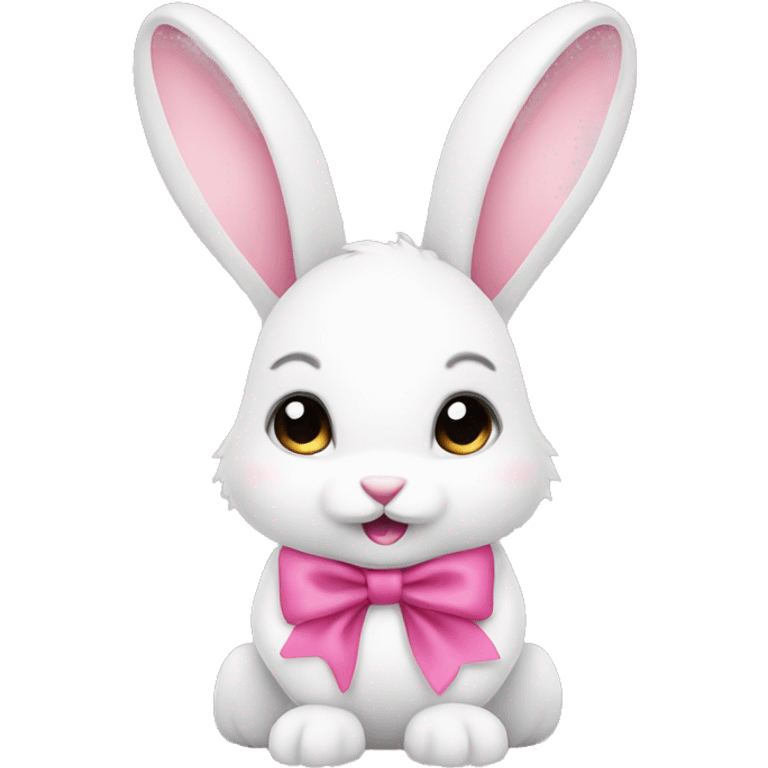 White bunny with a pink bow emoji