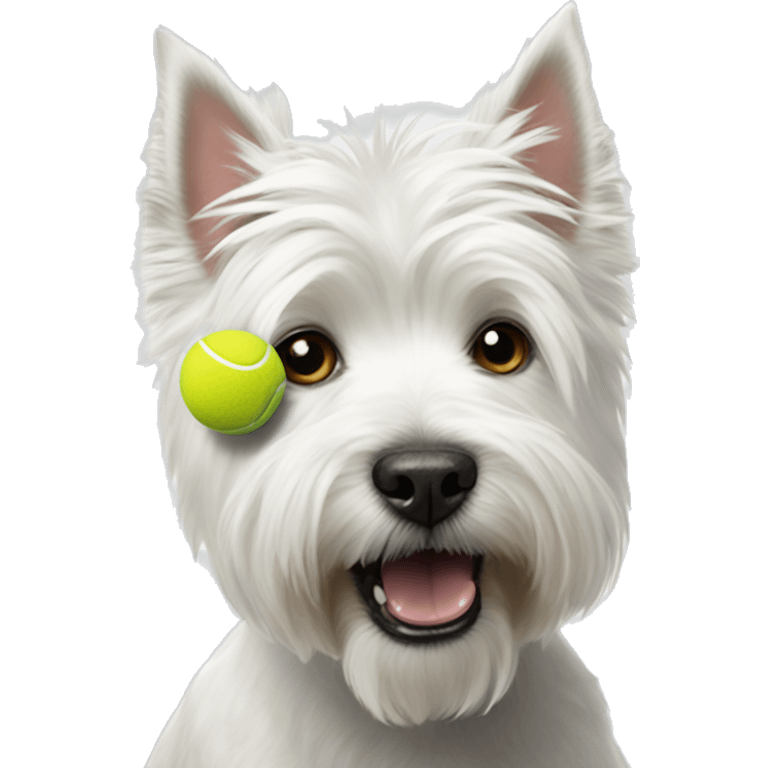 White highland terrier with a tennis ball emoji