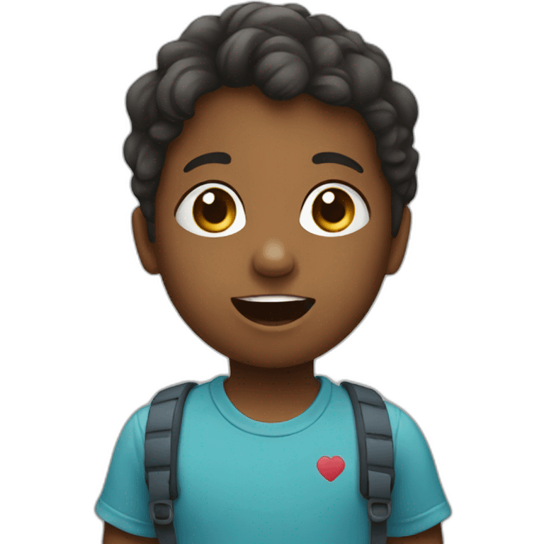 Child using a communication aid emoji