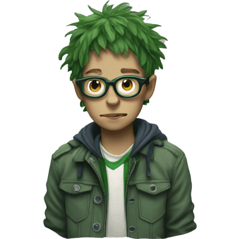 Jamie hewlett high school character with greens kin emoji