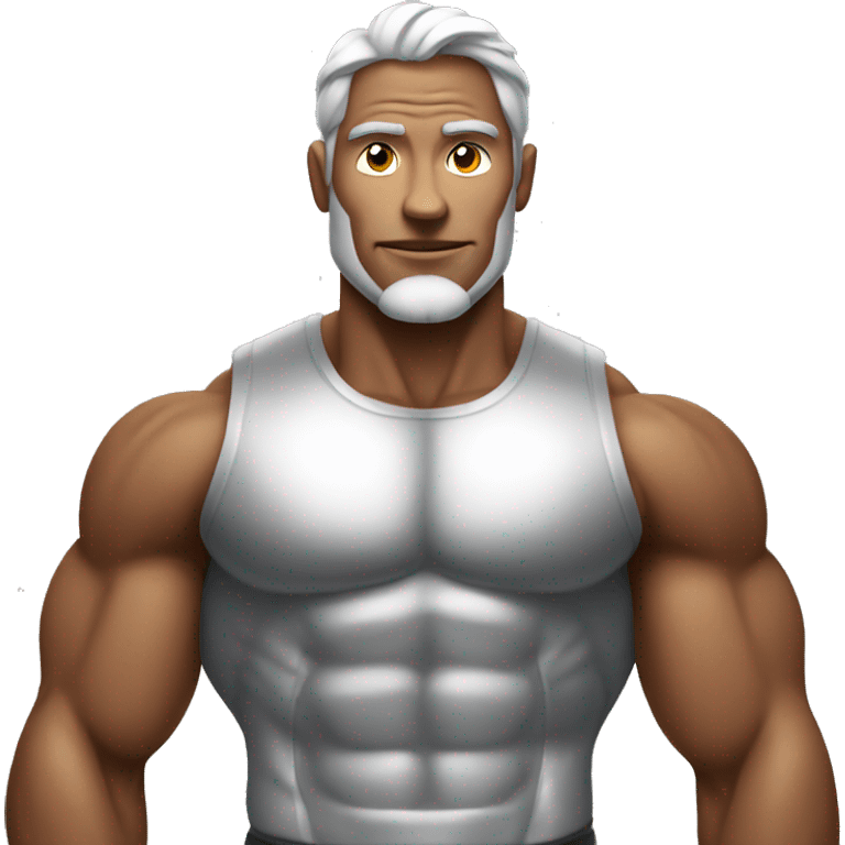 silver man muscular flex emoji