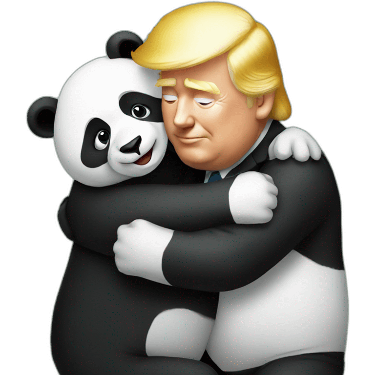 Trump hugging panda emoji