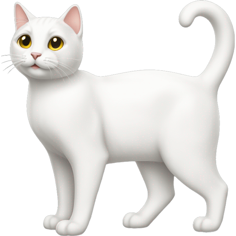 standing white cat，full body，rear view emoji