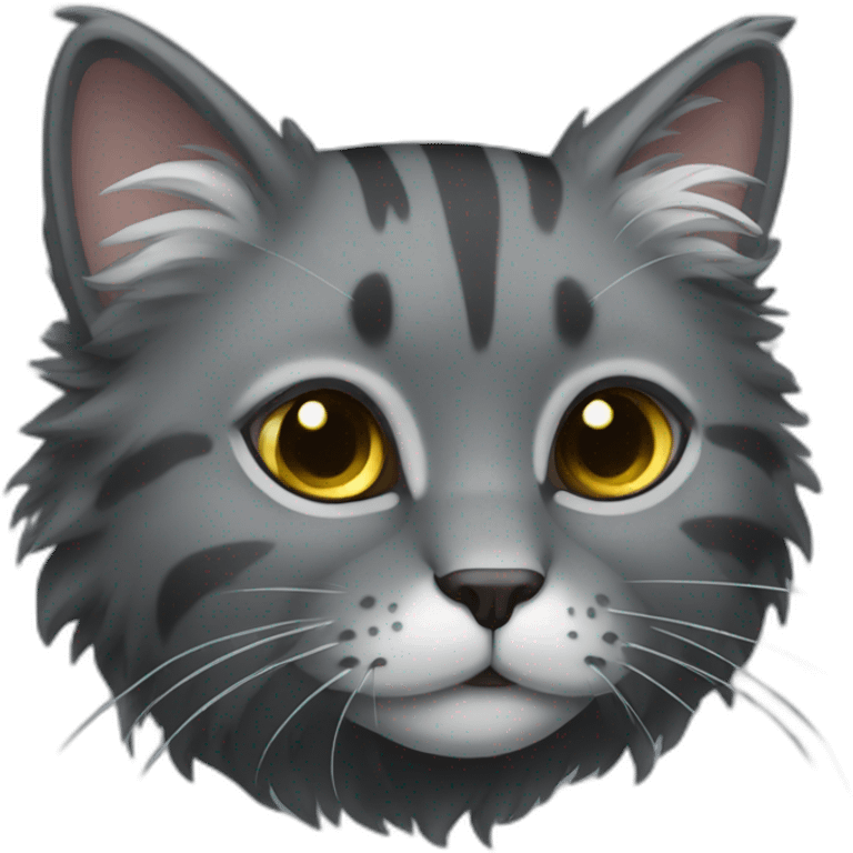 Stripped fluffy dark gray cat emoji