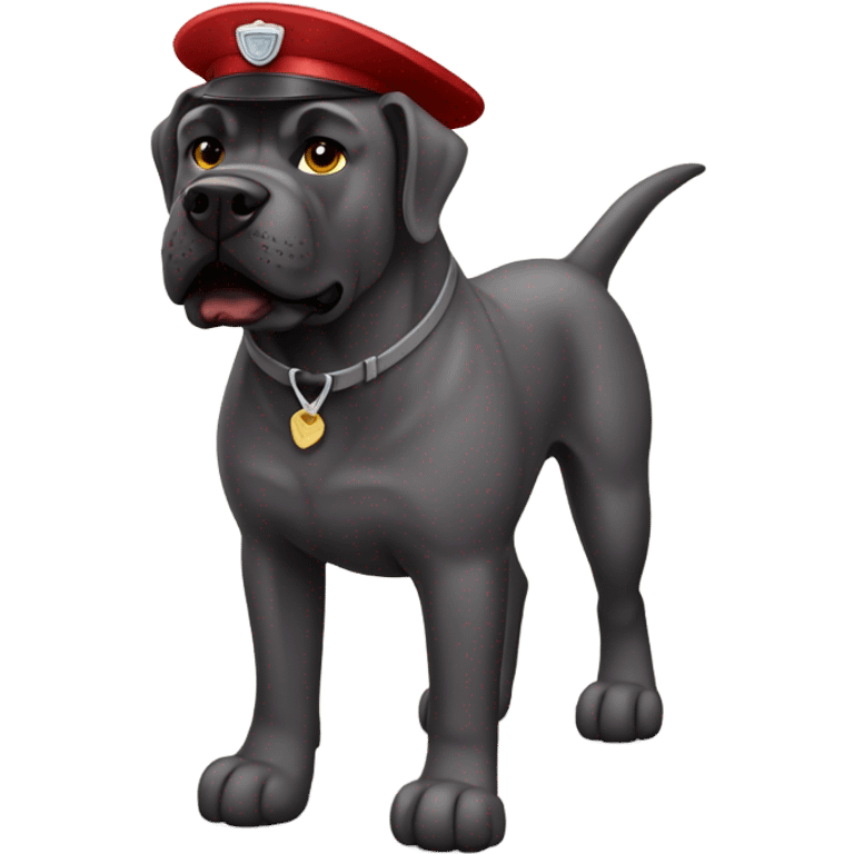 A burgundy-colored Cane Corso as a mailman. emoji