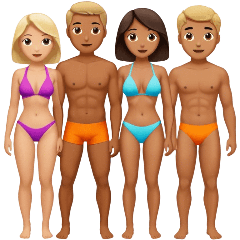 3 women 2 men on beach emoji