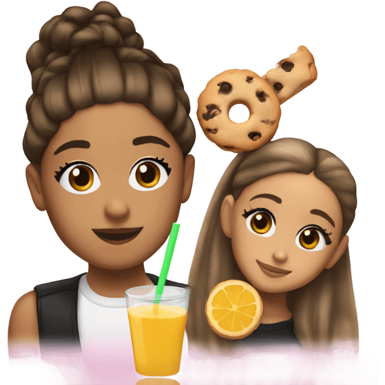 Ariana grande with cookie and juice  emoji