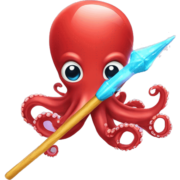 red octopus holding fairy wand emoji