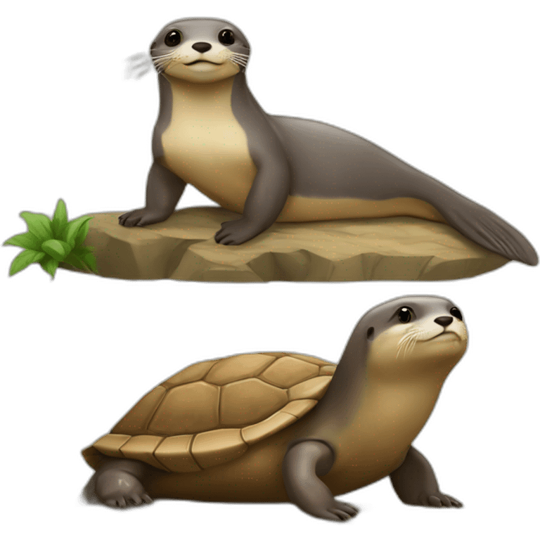 Loutre sur une tortue emoji