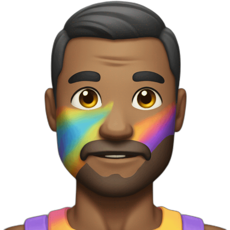 Muscle man with rainbow skin emoji