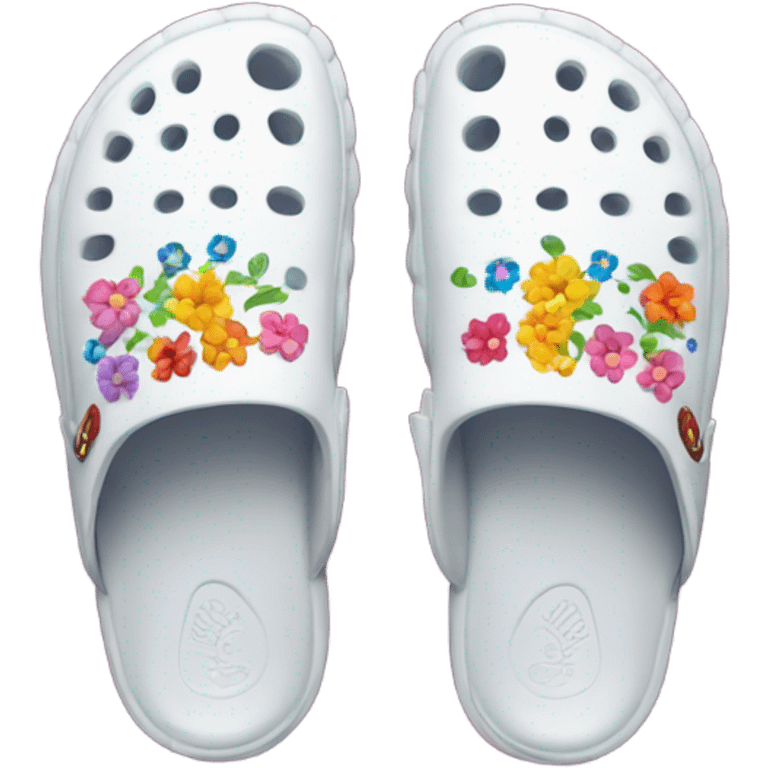 White Crocs with flowers emoji