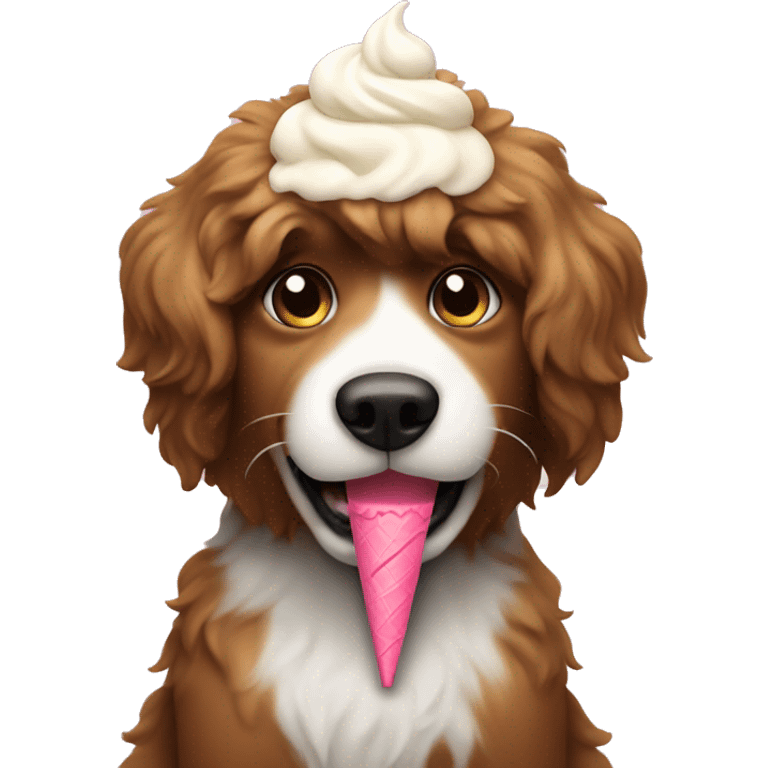 fluffy dog eating ice cream emoji