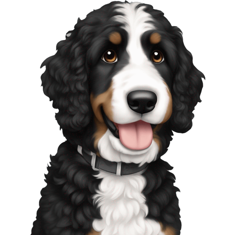 tall black and white f1 bernedoodle no brown emoji