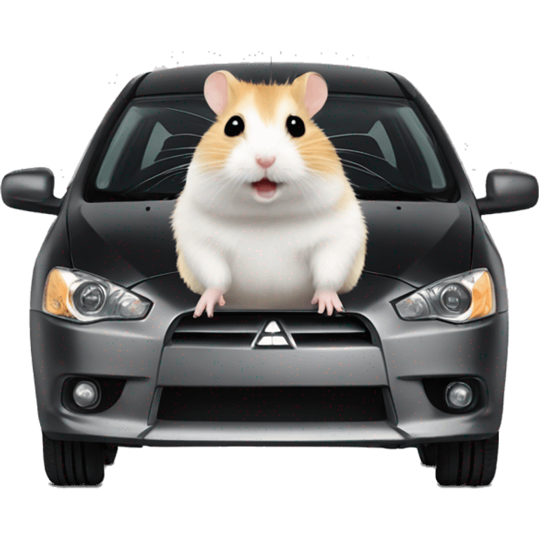 Hamster on Mitsubishi lancer black  emoji