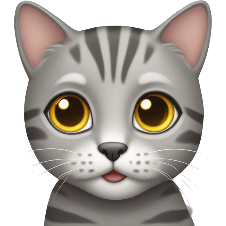 Cute Grey tabby cat with grey eyes emoji