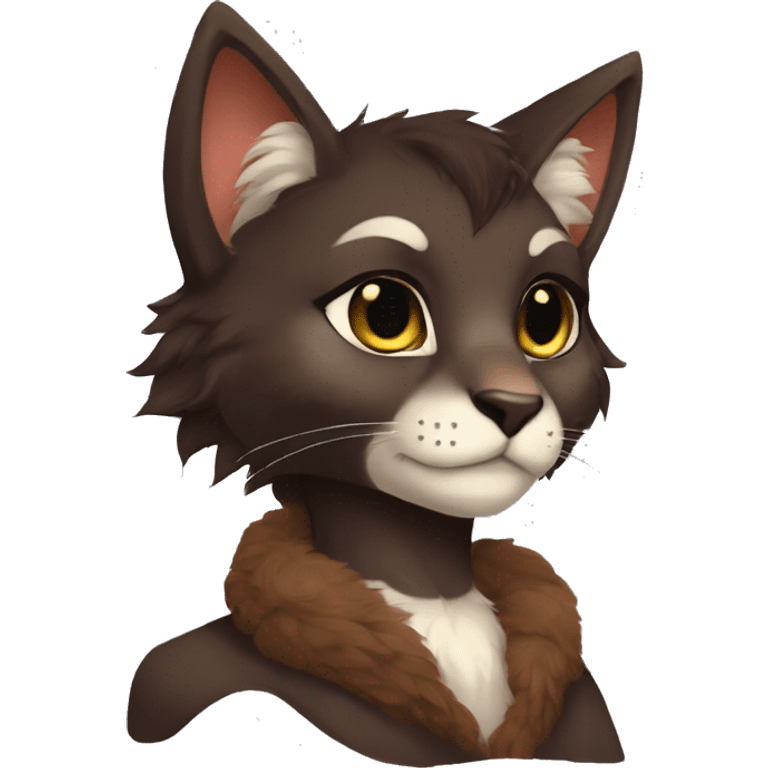 Anthro Shy Cute Cool Edgy Pretty Dark Brown Furry Feline Animal Anthro Sona emoji