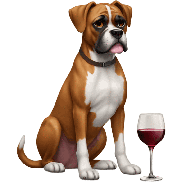 boxer dog with wine  emoji