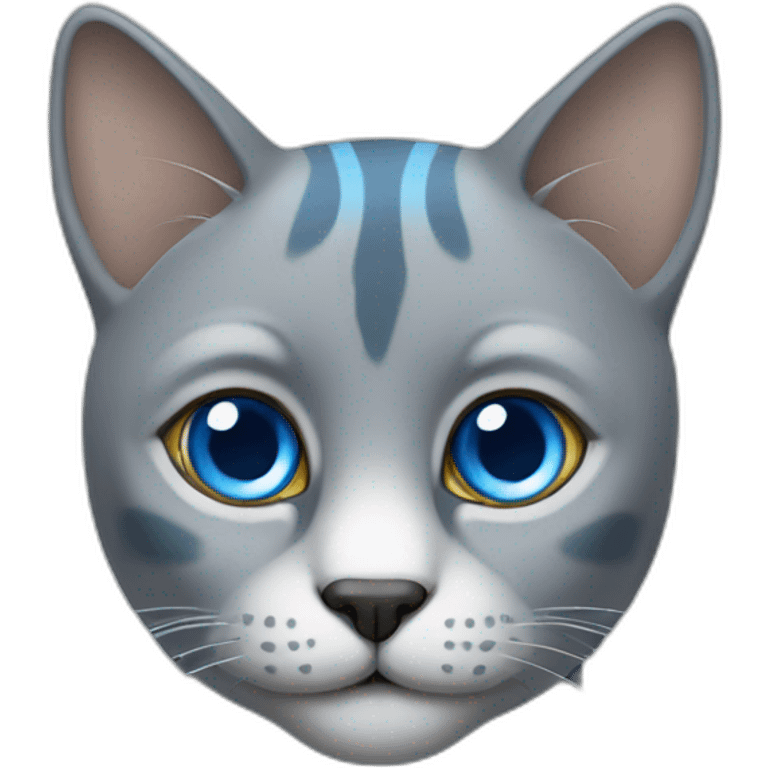 Un gato gris con ojos azules emoji