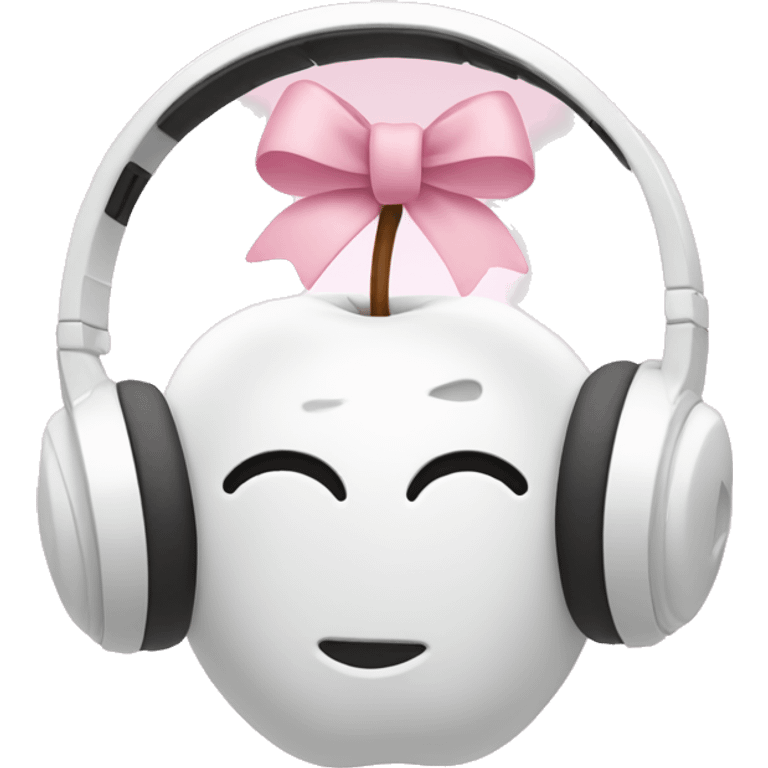 White apple headphones with light pink bows  emoji