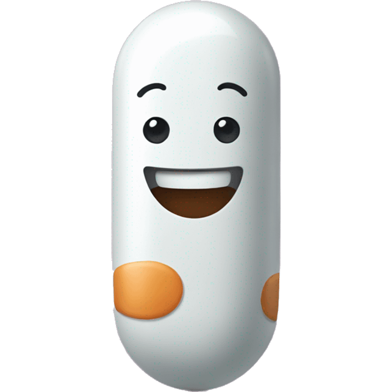 Giant pill labeled HAPPY PILL emoji