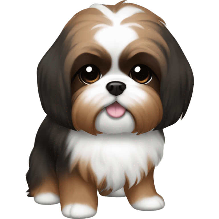 Mini brown/ black Shih Tsu with long ear hair  emoji