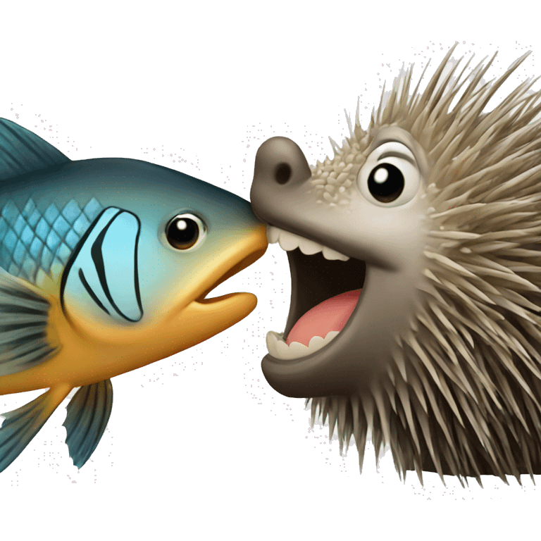 Fish and porcupine kiss emoji