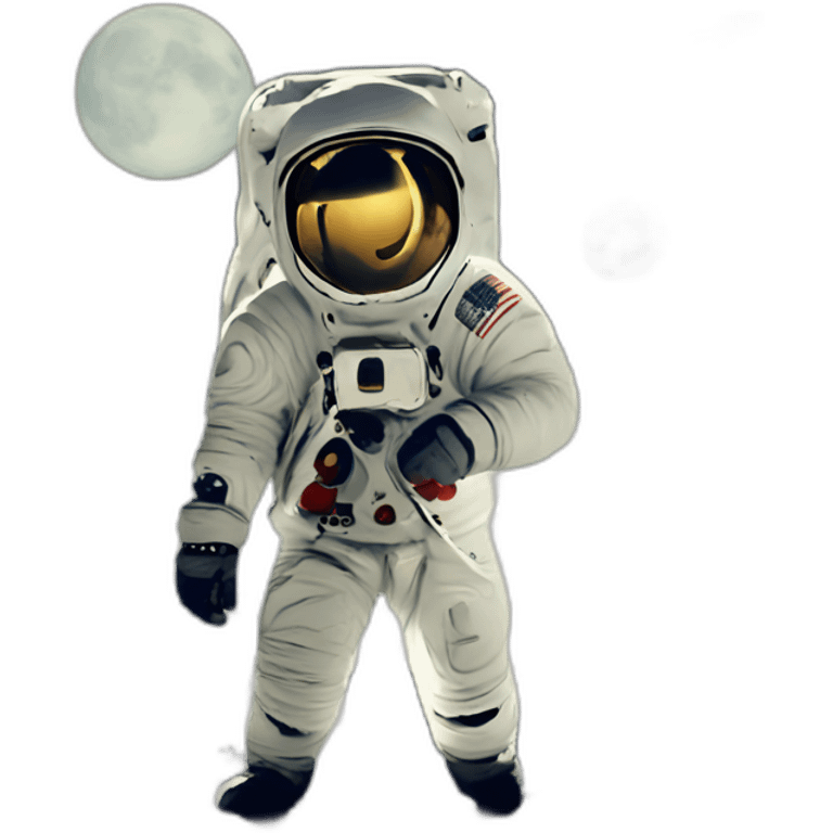 astronaut landing on moon with rocket emoji