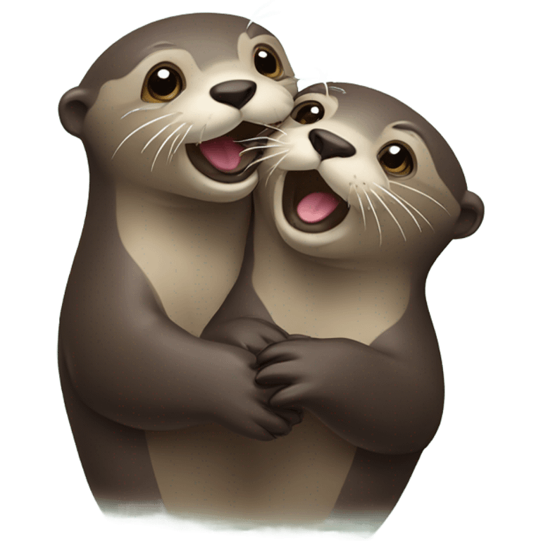 Two otters love emoji